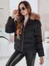 Damen Steppjacke mit Kapuze & Kunstfell
